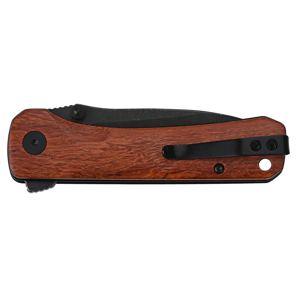 Couteau De Poche Hawk Mkuruti Lame Noire Manche Mkuruti Wood QSP 4 Couteau De Poche Hawk Mkuruti Lame Noire Manche Mkuruti Wood QSP – Image 4