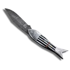 Couteau De Poche Damas Avec Manche Poisson