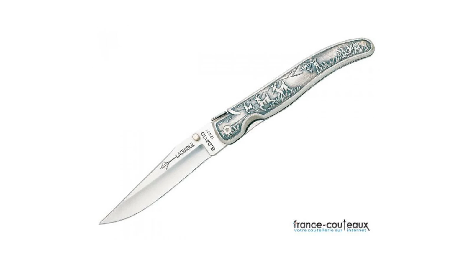 Couteau Laguiole Alu Décor Chasse - 12 Cm 1 Couteau Laguiole Alu Décor Chasse - 12 Cm