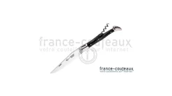 Couteau Laguiole En Corne Noire - Tire Bouchon