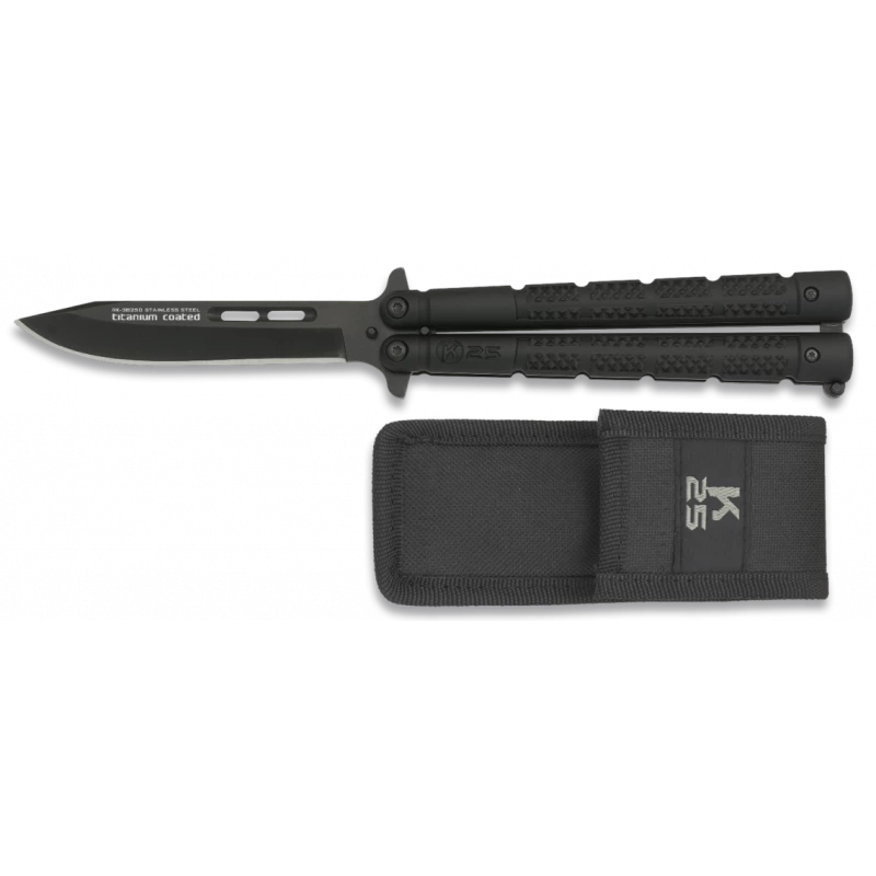 Couteau Papillon Noir Tactique K25 Avec étui 1 Couteau Papillon Noir Tactique K25 Avec étui