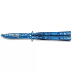 Couteau Papillon Rainblue Manche Bleu Motif Dragon