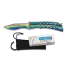 Couteau Papillon Rainbow Manche Courbé Ajouré 02127