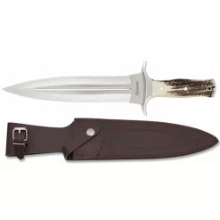 Dague De Chasse Albainox Lame 23,5cm Manche Bois De Cerf