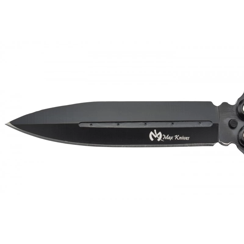 Max Knives P38B - Couteau Papillon Acier Inox Noir 2 Max Knives P38B - Couteau Papillon Acier Inox Noir – Image 2