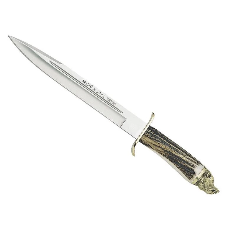 Poignard Muela Alcaraz Manche Cerf Avec Tête Sanglier 1 Poignard Muela Alcaraz Manche Cerf Avec Tête Sanglier